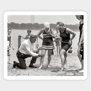 Beach Police, 1922. Vintage Photo Sticker